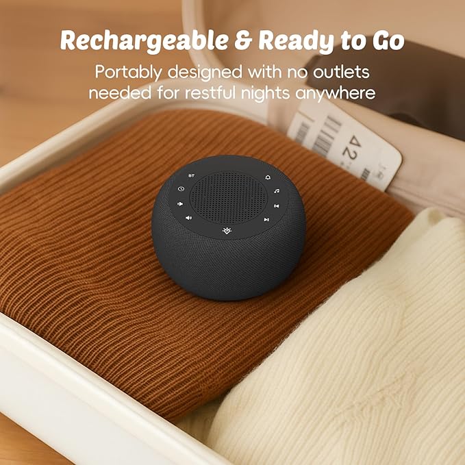 Buffbee Pro 2nd Gen – Upgraded Rechargeable Battery | 3-in-1 White Noise Machine for Sleep, Alarm Clock & Bluetooth Speaker, 25 Sleep Sounds, Portable for Travel & Bedroom