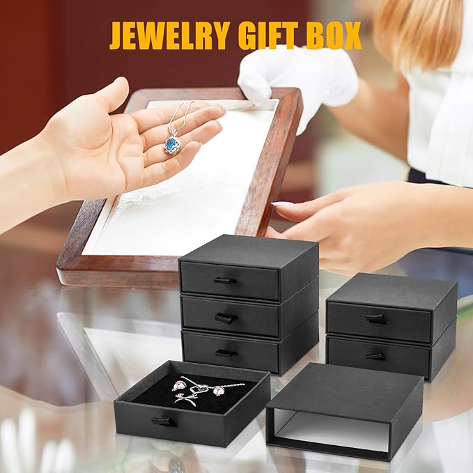 Jewelry Gift Boxes, 20 Pack 3.5×3.5x1Inch Cardboard Jewelry Boxes, Bulk Small Jewelry Boxes with Lids for Necklace Ring Earring Display Box (Black)