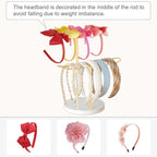 Dahey Headband Holder Organizer Metal 2-Tier Hair Hoop Display Stand Headband Organizer Storage Hair Ropes Accessories Bracelets Bangles Bedroom College Dorm Decor for Girls Women, Gold