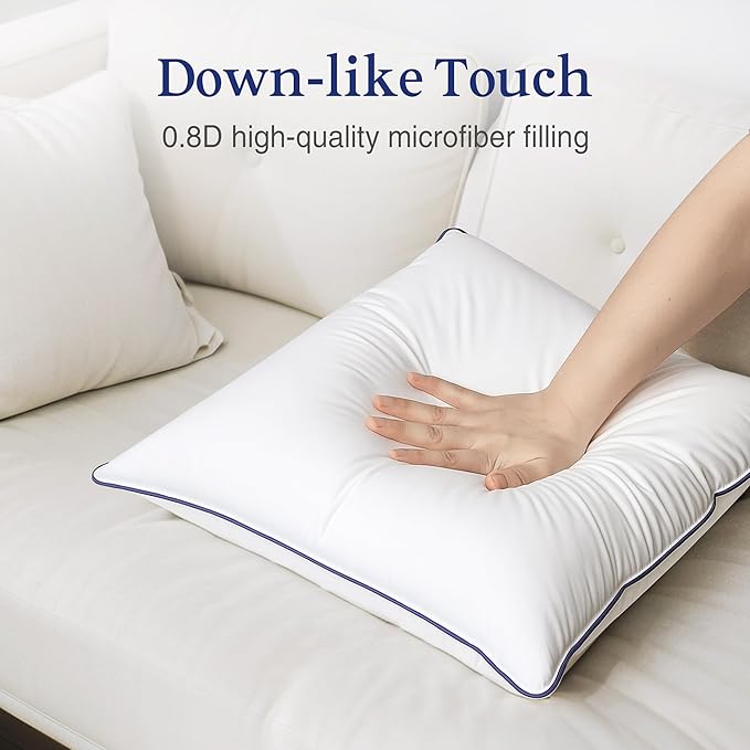 puredown® 18x18 Pillow Inserts Set of 2, Overfilled Down Alternative Decorative Pillows with 100% Cotton Cover, Plush Fluffy Throw Pillows for Couch, Sofa, Bed and Home Decor
