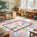 Kids ABC Rug for Playroom, Classroom Alphabet Area Carpet Playmat,Washable Toddler Mat for Baby Room,Play Room,Bedroom,Floor,Nursery (Pink,5'x7')