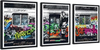Novatique Street Graffiti Wall Art Banksy Canvas Wall Art Modern Pop Art Wall Decor Street Art Poster Framed Ready to Hang for Bedroom Office,12" x 16" x 3Pcs