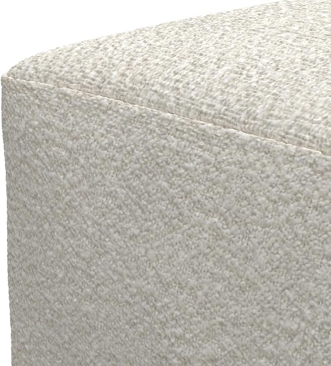 SIMPLIHOME Chantal Square Pouf - 18 inch Wide Upholstered Boucle Fabric Ottoman in Ivory, Contemporary Footstool, Coffee Table or Extra Seating for Living Room or Bedroom, Assembled