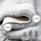 Ghouse Faux Rabbit Fur Round Rug 8ft Grey Round Rugs for Bedroom Decor Fluffy Area Rugs for Living Room, no-Shedding Carpet Sheepskin Washable Rug Rome Decor