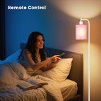 Floor Lamp with Linen Shade, Dimmable Tall Standing Lamp with Remote Control & 3 Color Temperatures, Modern Floor Lamps for Living Room Bedroom Office Corner, 9W LED Bulb Included