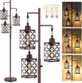 68" Dimmable Floor Lamp, Farmhouse Standing Lamp with Elegant Metal Cage, Industrial Tall Tree Floor Lamps for Living Room, Bedroom, Study Room, Office (2000LM LED Bulbs Included) - Brown