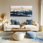 GAIDUOMAI Mountain Canvas Wall Art Gold and Blue Painting Pictures Animals Prints for Wall Decor 24x48 Inch Poster for Living Room Bedroom Home Hanging Decor