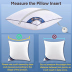 Siluvia 22"x22" Pillow Insert Set of 2 Square Throw 22 Pillows with 100% Cotton Cover for Sofa, Couch, and Bed - White
