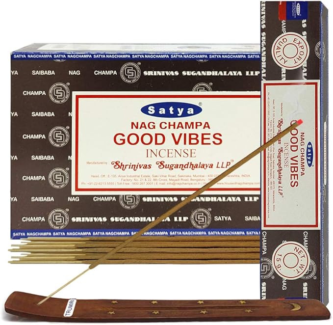 Good Vibes Incense Sticks and Incense Stick Holder Bundle Insence