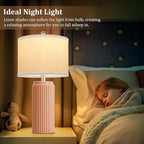 23.5’’ Orange Table Lamps for Bedroom Set of 2, Modern Ceramic Nightstand Lamps for Living Room, Retro Lamps with White Shade Set for Home Office End Table, Farmhouse Bedside Lamps for End Table Dorm