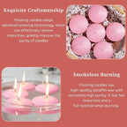 3 inch Floating Candles 30 Packs Pink Floating Candle for Centerpieces 8-9 Hours Floating Candles 3” Water Candles for Cylinder Vases, Pool, Wedding, Valentine's