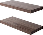 Floating Shelf, Set of 2 Wall Shelf, 36 in W x 12.75 in D x 2 in H Wooden Floating Wall Shelf with Invisible Brackets for Living Room/Bedroom/Bathroom/Kitchen Storage and Decor, Walnut