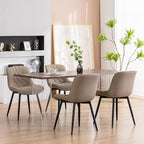 YOUNUOKE Dining Chairs Set of 2 Mid Century Modern Kitchen Chair Comfortable Upholstered Faux Leather Dinner Chairs for Kitchen Dining Room, Khaki