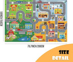 Car Rugs for Kids Toy Cars,Kids Play Rug with Non-Silp Backing, City Road Carpet for Playroom Bedroom Boys, Car Track Map Playmat - 6'7" x 4'11" (Rectangular)