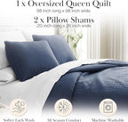 Southshore Fine Living, Inc. Summer Quilt Queen Size, Full Size Bedding Set, Pet Hair Resistant Bedding Coverlet Sets, Bedspreads Queen Size with 2 Pillow Shams, Quilted Comforter, Dark Blue Quilt