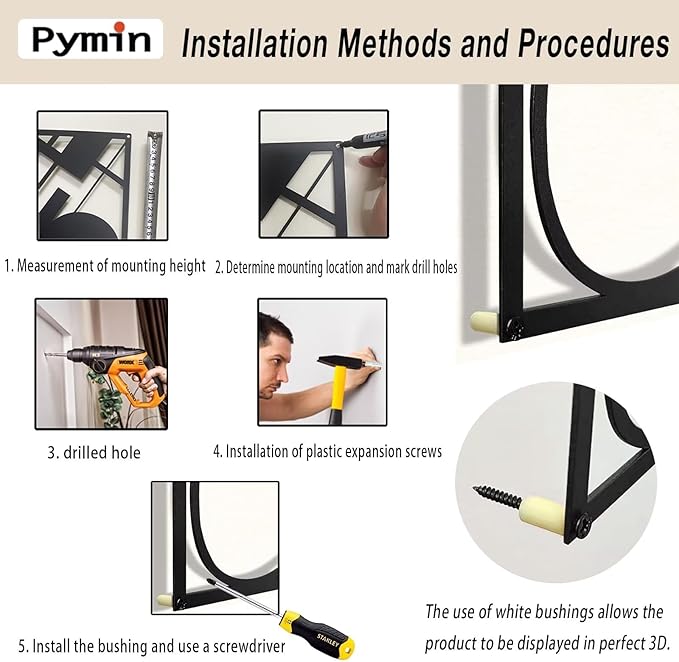 Pymin 4 Pack Modern Metal Abstract Wall Art, Minimalist Matte Black Single Line Art Décor, 3D Sculptures Textured Hanging Wall Home Decor and Shadow Effect Wall Decor for Living Room Bedroom, 16"x11"