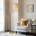 63" Wood Floor Lamps for Living Room with Foot Switch Arc Tall Standing Lamp for Bedroom Mid Century Modern Corner Gold Floor Lamps for Office Nursery Industrial Reading Lamp, Walnut Brown