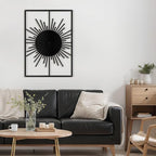 SIGNLEADER Metal Wall Art Decor Shining Sun Landscape Minimalist Modern Abstract Wall Sculpture Hangings Home Decoration for Living Room, Bedroom, Bathroom, Kitchen, Outdoor - 24" Black