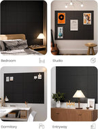 Fluxynara Large Felt Bulletin Board Large 48" x 36" Cork Board Alternative-12 Pack with 70 Safe Removable Adhesive Tabs, Cork Boards for Walls Cork Board for Home Office Classroom Pin Board - Black