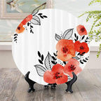 Ceramic Display Plate, Floral Ceramic Hanging Decorative Plate, Vibrant Colored Poppies Art Print, 10 Inch, Household Custom Ceramic Plate, Vermilion Black