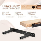 Homeforia 18 inch Wood Floating Shelves, High End Solid Natural Wood 18inch Floating Shelf for Wall Mounted, Unfinished Wooden 18in Floating Shelves, Heavy Duty Bracket, 18 X 6.5 X 1.75 inch, Set of 4