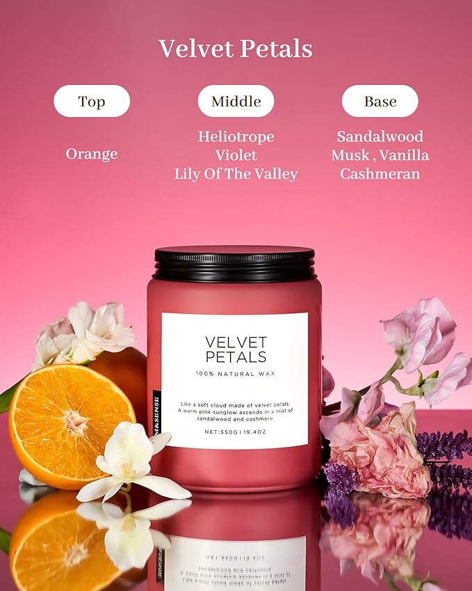M&SENSE Sandalwood Rose Scented Candle Large Candles for Home, 110 Hour Long Lasting Natural Soy Wax 19.4oz Luxury Floral Scented Candle for Valentine's Day Birthday Gifts