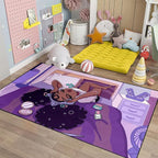 African American Black Girl Magic Rug - Afor Black Magic Girls Area Rug for Bedroom Purple Art Music Girl Carpet for Kids Room Living Room Floor Mats, 2.5x4 Feet