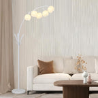 HMVPL White Floral Floor Lamp, Cute Flower Standing Lamp for Bedroom, Modern Tall Lamp with 5 G9 LED Bulbs, Foot Switch, Acrylic Shade, Curved Floor Lamp for Living Room Corner Bedside Kids Home Decor