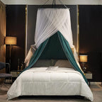 Kertnic Luxurious Bed Canopy for Girls & Adults - Double Layer Princess Canopy with Lace, Round Dome Mosquito Netting for Queen/King Bed Tent (Peacock Blue)