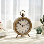 Antique Gold Finish Mantel Clock – Vintage Gold Table Clock on Stand, Decorative Desk and Shelf Clock, Rustic Mantel Clock Non-Ticking 10.3 * 7.3 inch