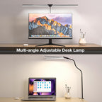 Desk Lamp for Home Office, Double Head Desk Light with Clamp, Dimmable 5 Color Modes Task Lighting, Eye-Caring Architect Table Lamp for Workbench, Dual Monitor, Study, 1400lm