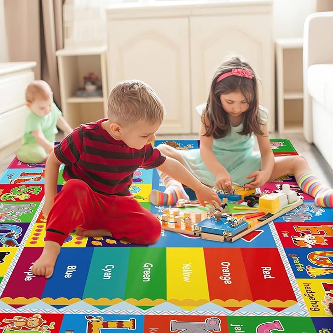 Kids Rug for Playroom, ABC Play Mat Educational Rugs, Soft Non-Slip Rug Toddler Baby Play Mat, Alphabet Carpet for Boy Girl Bedroom