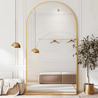 Antok Full Length Mirror, 83"x44" Oversized Floor Mirror Freestanding, Full Body Mirror Floor Standing Mirrors with Stand, Hanging Mounted Mirrors for Living Room Cloakroom,Gold,Arched Style