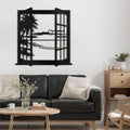 SIGNLEADER Metal Wall Art Decor Tropical Sunset Scenery Modern Abstract Wall Sculpture Hangings Home Decoration for Living Room, Bedroom, Bathroom, Kitchen, Outdoor - 18" Black