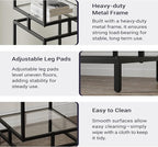 4 Cube Glass Shelf, 4-Tier Bookshelf, Display Shelf Rack, Metal Storage Rack with Tempered Glass, Modern Style for Living Room, Bathroom, Kitchen, Black