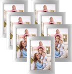 Giftgarden 5x7 Picture Frame Silver Set of 7, Multi Modern 5 x 7 Silver Frames for Wall or Tabletop Display