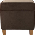 Homepop Home Decor Classic Square Storage Ottoman with Lift Off Lid | Ottoman with Storage for Living Room & Bedroom, Chocolate Brown Velvet