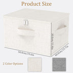 Fabric Underbed Storage Bins with Lid, Foldable Cube Organizer, Home Wardrobe Containers Box for Organizing Clothes, Shoes, Blankets, Pillows, 19.6x15.7x11.8Inches, Beige, 2 Pack