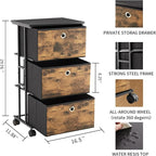 MAX Houser Dresser Storage with 3 Drawers, Fabric Tower Nightstand, Chest of Drawers,Vertical Storage Unit Organizer for Closets,Bedroom,Dorm, Wood Top, Rustic Brown Wood Grain Print