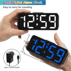 Peakeep Small Tiny Digital Alarm Clock Plug in for Kids Bedroom Bedside Nightstand, RGB Colorful Changing Large Display for Travel, Dimmable 6 Brightness, Corded Electric Battery Backup (Black - RGB)