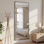 Full Length Mirror, 58"x18" Full Body Mirror, Oversized Floor Mirrors, Leaning Free Standing Mirrors, Hanging Mounted Large Mirrors for Bedroom Dressing Room, Cloakroom, Black