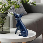 Dog Statue Blue Gifts, Wall Art Shelf Décor Accents Chihuahua Sculpture, Abstract Handcrafted Collectible Animal Dog Figurines for Home Office, Bookshelf, Coffee Table Décor-Blue
