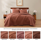 WRENSONGE Queen Quilt-3 Pieces Weave Autumn Leaf Bedspreads Queen Size Quilt Bedding Set for All Seasons, Soft Summer Coverlet with 2 Pillow Shams Suitable for Bed, Couch, Quilted Blanket