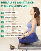 Hihealer Meditation Cushion Set – Large Rose Velvet Zafu & Zabuton Floor Pillow Traditional Tibetan Yoga Bolster for Adults Buckwheat Filled for Comfort Support