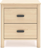 Signature Design by Ashley Cabinella Casual 2-Drawer Nightstand with Round Post Legs, 24.37" Tall, Light Brown