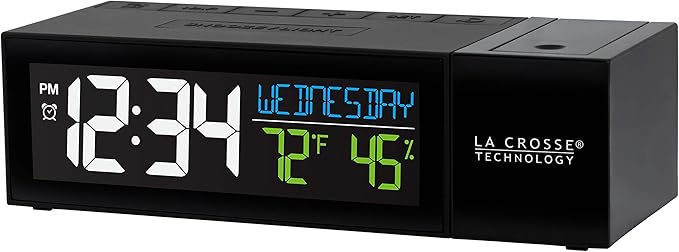 La Crosse Technology 616-1950-INT Pop-Up Bar Projection Alarm Clock with USB Charging Port