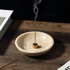 Koville Natural Marble Incense Holder, Incense Holder for Sticks with 9 Holes, Handmade Incense Burner Ash Catcher for Meditation Yoga SPA, Balsam Fir/Palo Santo/Sage/Cone (Gold)