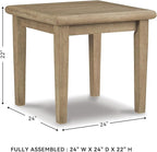 Signature Design by Ashley Gerianne Outdoor Square End Table with Slatting Styling and 5-Step Finishing Process, Eucalyptus Wood Frame, 22" High, Grayish Brown