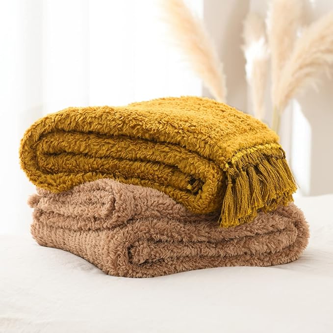 Ultra Soft Cozy Sherpa Throw Blanket, Brown Pattern Reversible, Light Weight Warm Decorative Boho Style Throw Blanket Cover for Sofa, Couch, Bedroom,Travel, 60”x80”