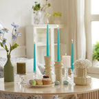 New Burning Formula Unscented Dripless 12-Inch Taper Candles Set of 12 - Turquoise, for Wedding, Dinner - Smokeless, Long Burning - Hand Poured, Colored Tall Candlesticks - Turquesa